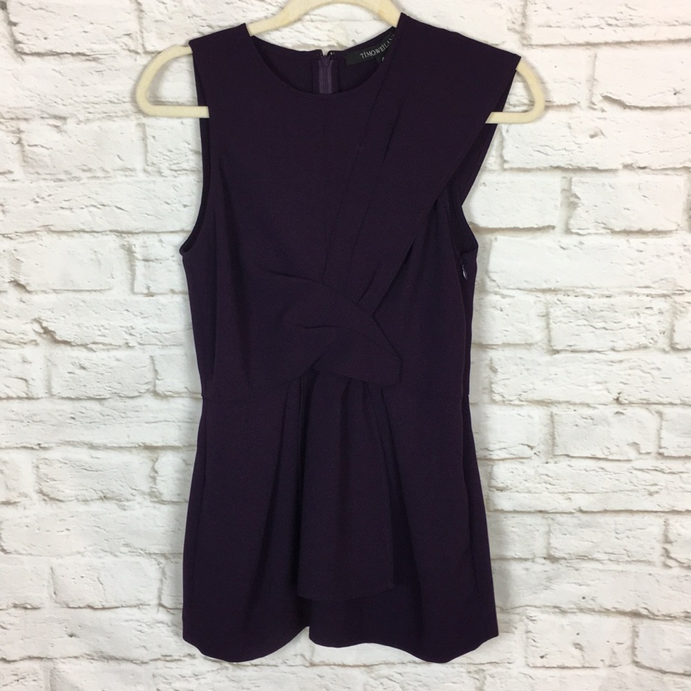 Timo Weiland Purple Faux Bow Blouse Size 4 NWT